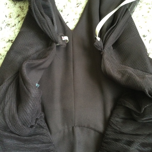 VERA Wang Tulle Dress Brown Chiffon Gown V-Neck Size 4/38 Full Length - Picture 7 of 9